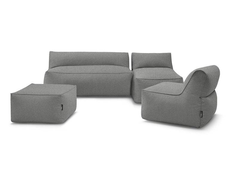 Gartensofa 5 Plätze RIVIERA Stoff dunkelgrau