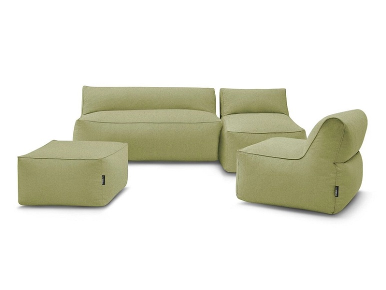 Gartensofa 5 Plätze RIVIERA Stoff grün
