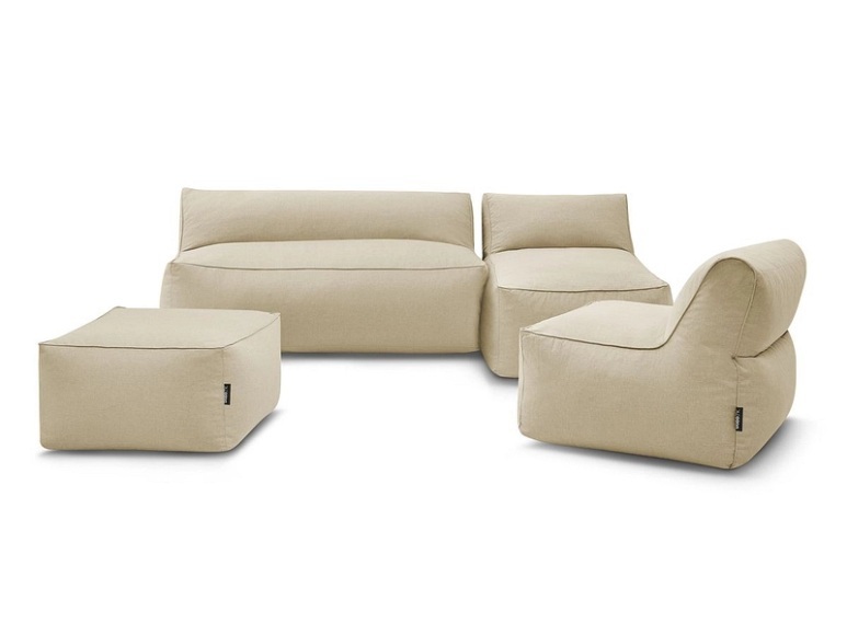 Gartensofa 5 Plätze RIVIERA Stoff beige