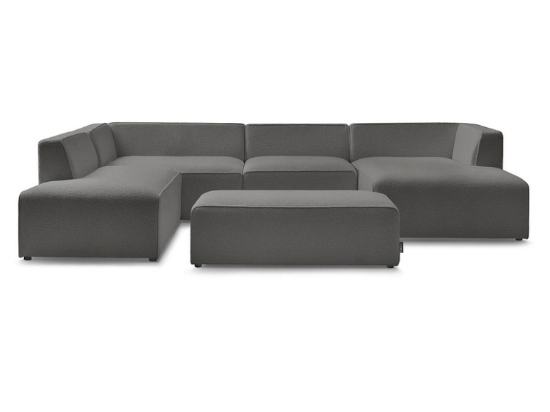 Wohnlandschaft BOBOCHIC MEGEVE Boucle-Stoff dunkelgrau