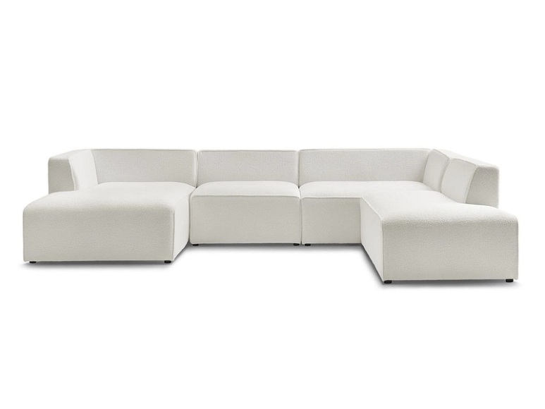 Wohnlandschaft BOBOCHIC MEGEVE Boucle-Stoff weiss