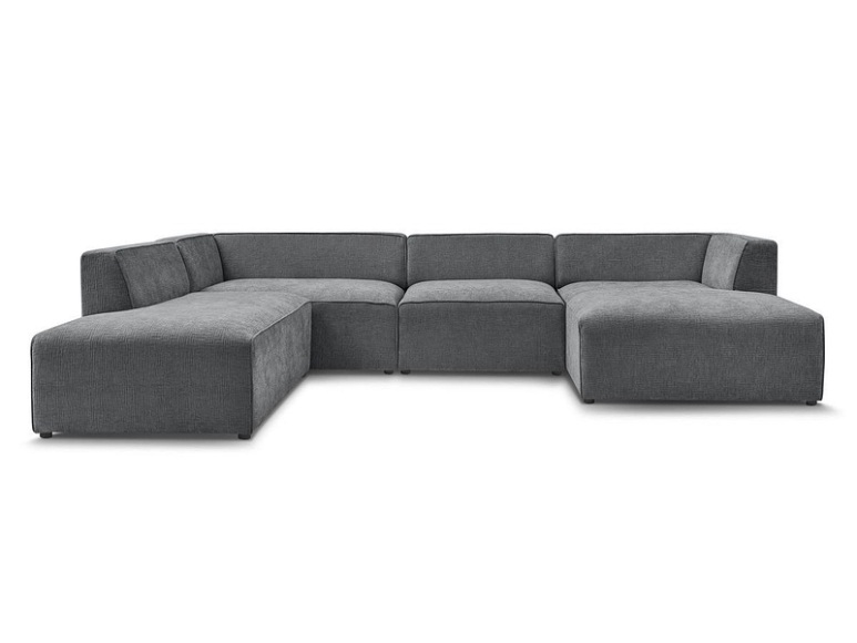 Wohnlandschaft BOBOCHIC MEGEVE Stoff mit Textur dunkelgrau