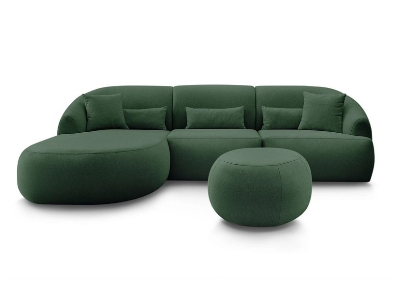 Ecksofa BOBOCHIC ALESIA Stoff chiniert grün