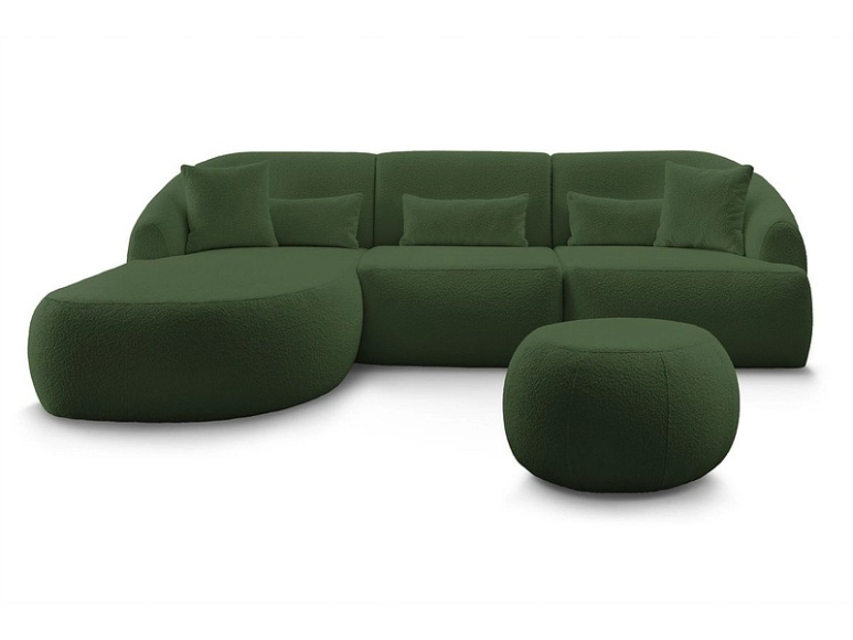 Ecksofa BOBOCHIC ALESIA Boucle-Stoff grün