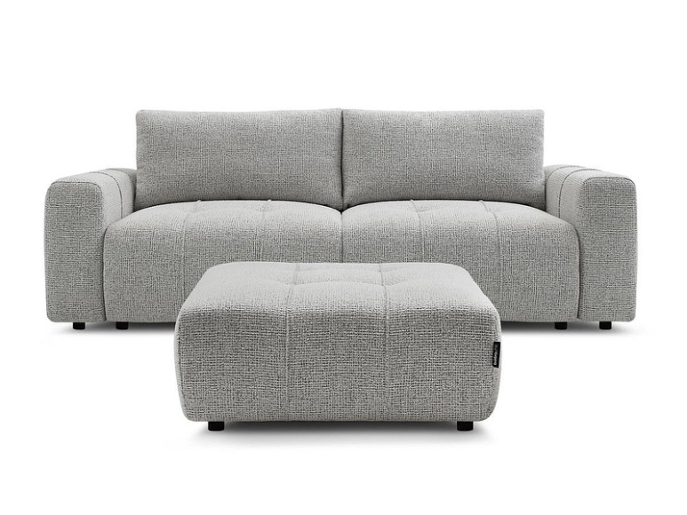 3er Sofa BOBOCHIC ARSENE Stoff chiniert hellgrau