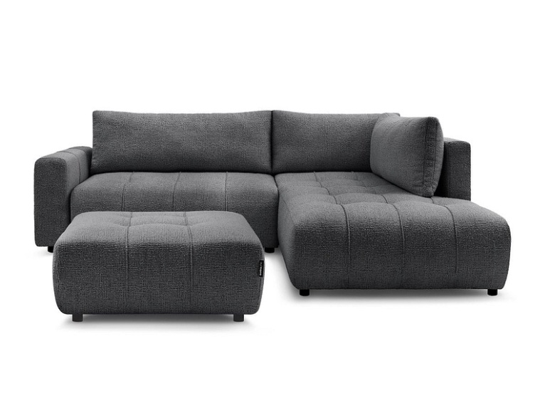 Ecksofa BOBOCHIC ARSENE Stoff chiniert dunkelgrau