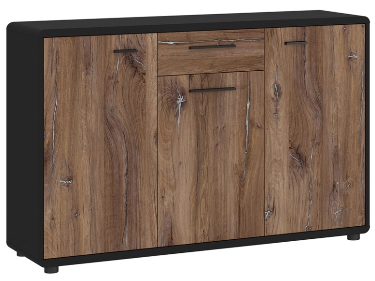 Kommode FLAGSTAFF 3 Türen 1 Schublade 40x131.8x87.2cm eiche