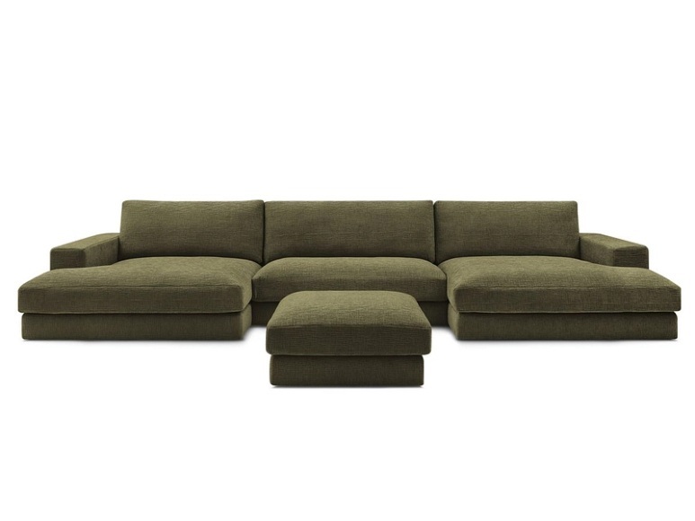 Wohnlandschaft BOBOCHIC LEONARD Stoff mit Textur grün