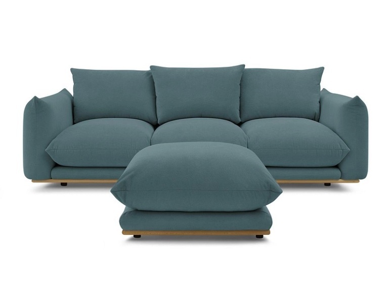 3er Sofa BOBOCHIC ERNEST Stoff dunkelblau