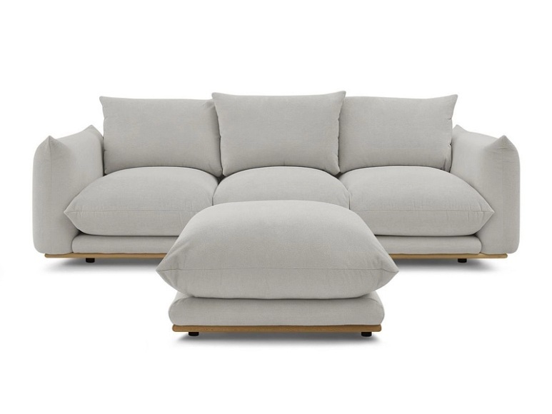 3er Sofa BOBOCHIC ERNEST Stoff hellgrau
