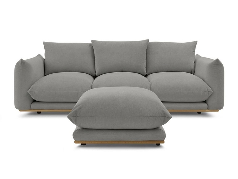 3er Sofa BOBOCHIC ERNEST Stoff dunkelgrau