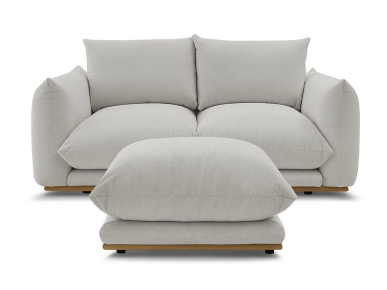 2er Sofa BOBOCHIC ERNEST Stoff hellgrau