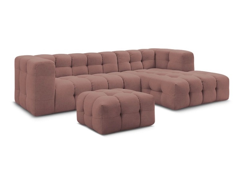 Ecksofa mit Hocker BOBOCHIC CLOUD Stoff rosa