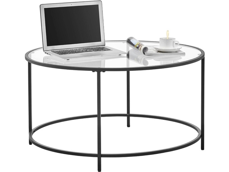 Couchtish CRYSTAL VASAGLE 84x84x45.5cm schwarz
