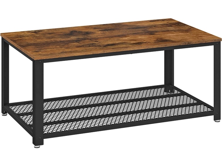 Vasagle - LCT61X Industrial Design Couchtisch mit grossem Regal LCT61X