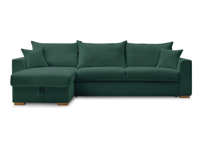 Ecksofa BOBOCHIC AUGUSTIN Boucle-Stoff grün
