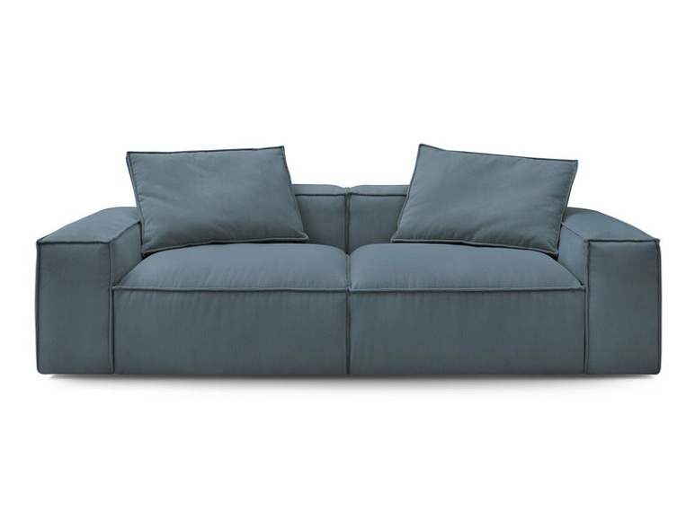 3er Sofa BOBOCHIC BOHEME Cord-Stoff dunkelblau