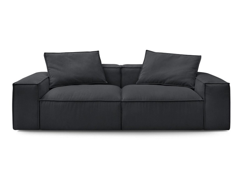 3er Sofa BOBOCHIC BOHEME Cord-Stoff schwarz