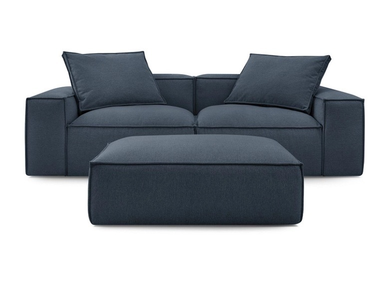 3er Sofa BOBOCHIC BOHEME Stoff chiniert dunkelblau