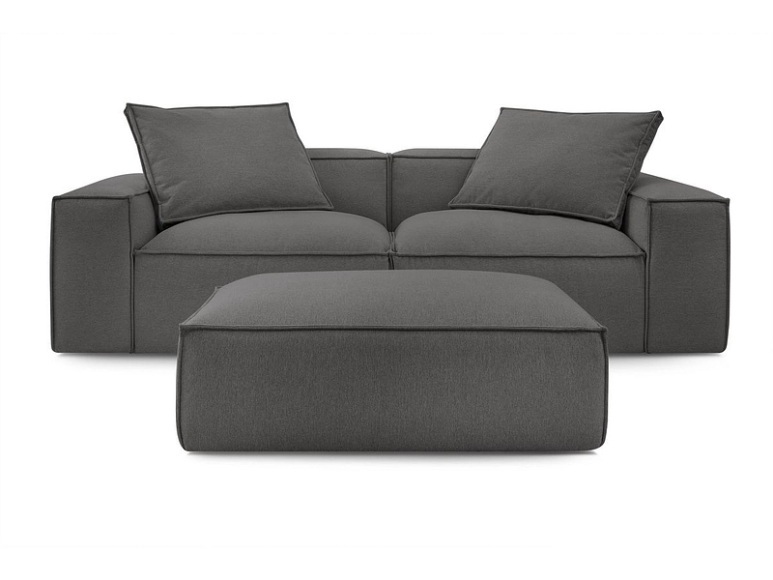 3er Sofa BOBOCHIC BOHEME Stoff chiniert dunkelgrau