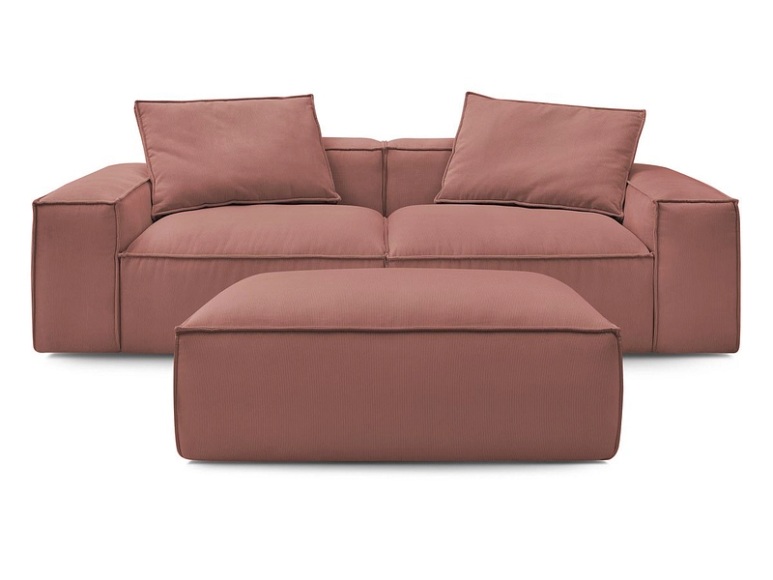 3er Sofa BOBOCHIC BOHEME Cord-Stoff rosa