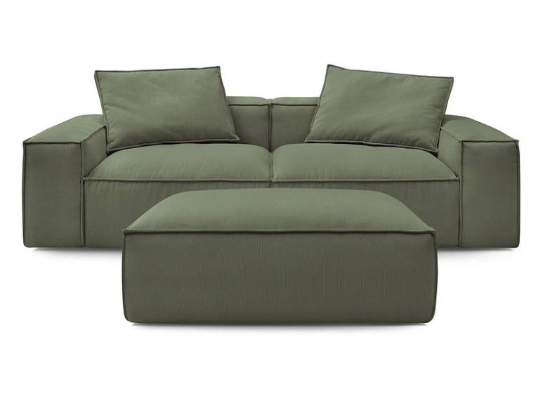 3er Sofa BOBOCHIC BOHEME Cord-Stoff grün