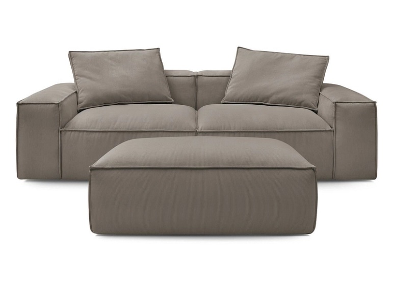 3er Sofa BOBOCHIC BOHEME Cord-Stoff taupe