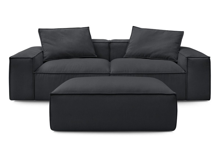 3er Sofa BOBOCHIC BOHEME Cord-Stoff schwarz