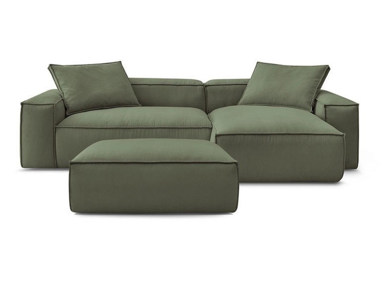 Ecksofa BOBOCHIC BOHEME Cord-Stoff grün