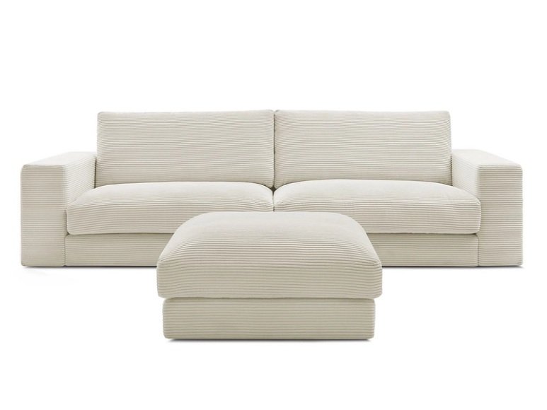 3er Sofa BOBOCHIC LEONARD Cord-Stoff beige