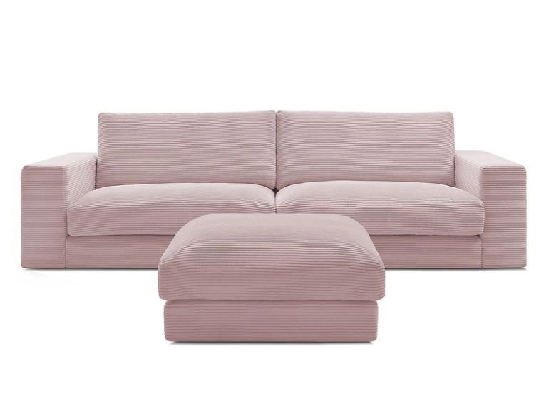 3er Sofa BOBOCHIC LEONARD Cord-Stoff violett