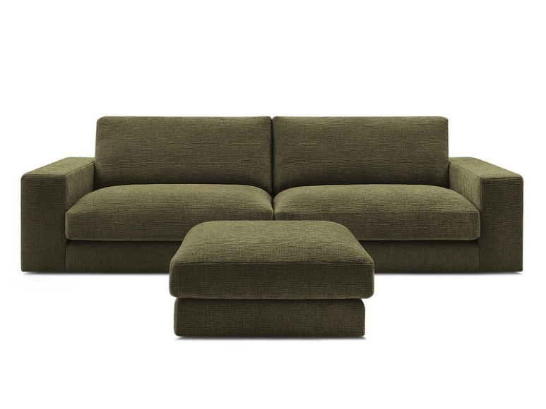 3er Sofa BOBOCHIC LEONARD Stoff mit Textur grün