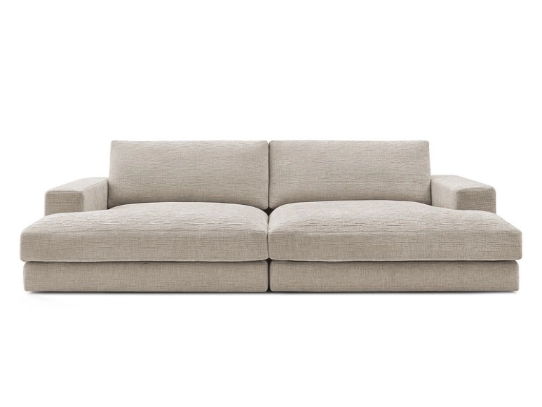 3er Sofa BOBOCHIC LEONARD Stoff mit Textur beige