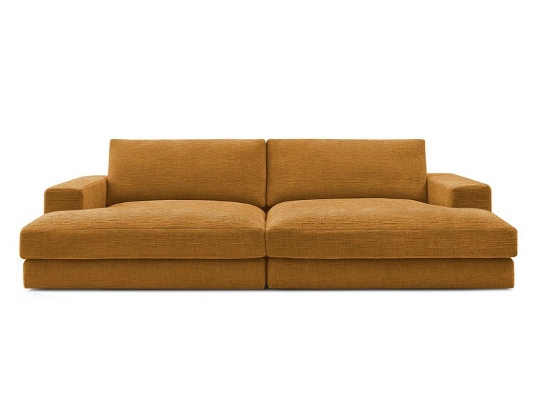 3er Sofa BOBOCHIC LEONARD Stoff mit Textur gelb