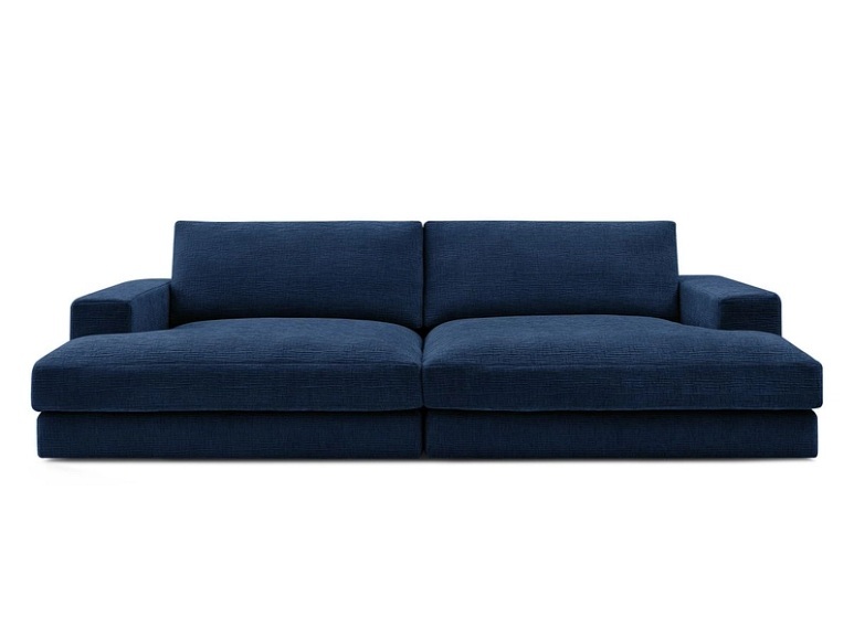 3er Sofa BOBOCHIC LEONARD Stoff mit Textur dunkelblau