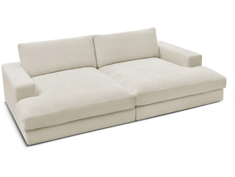 3er Sofa BOBOCHIC LEONARD Cord-Stoff beige