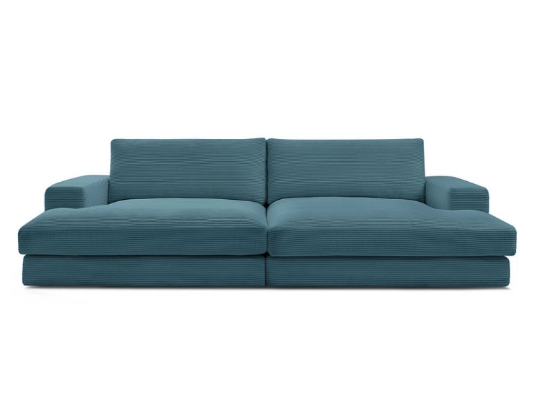 3er Sofa BOBOCHIC LEONARD Cord-Stoff hellblau