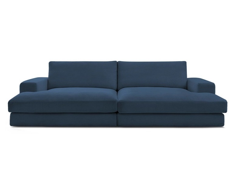 3er Sofa BOBOCHIC LEONARD Cord-Stoff dunkelblau