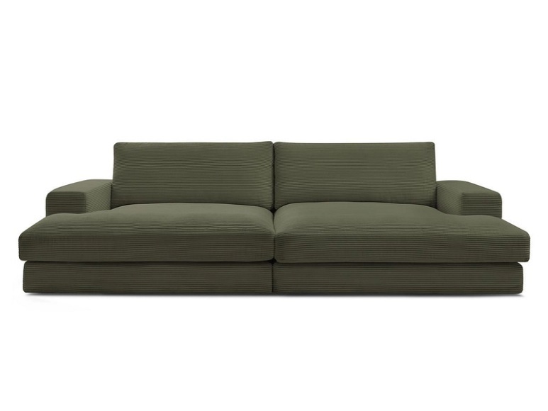 3er Sofa BOBOCHIC LEONARD Cord-Stoff hellgrün