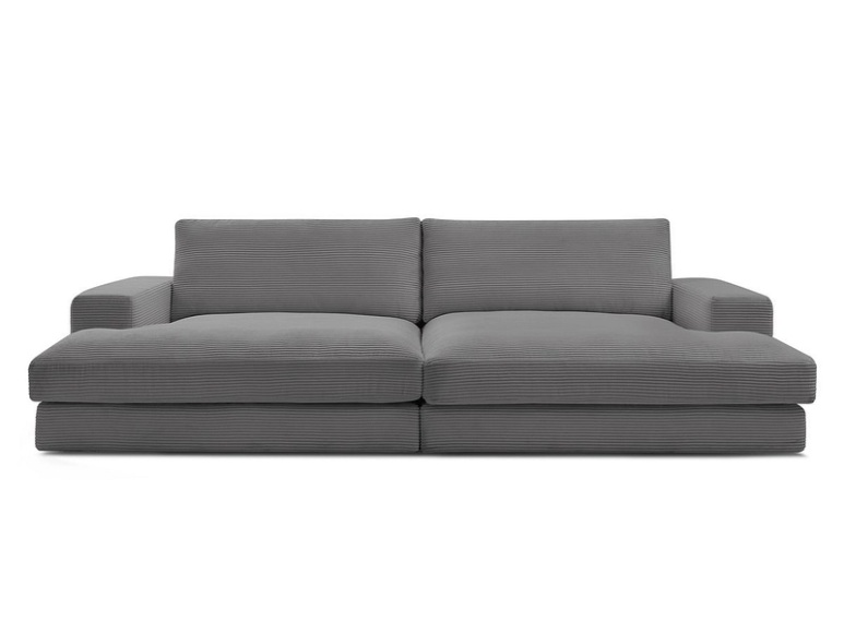 3er Sofa BOBOCHIC LEONARD Cord-Stoff dunkelgrau