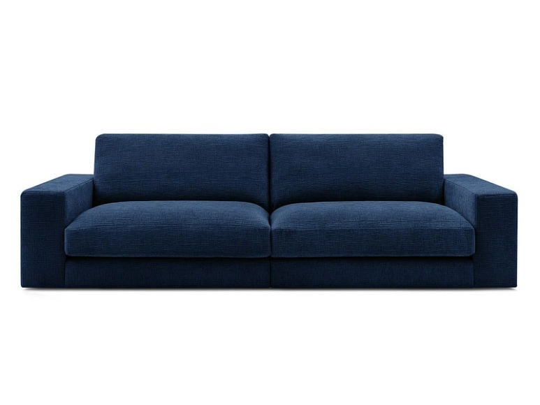 3er Sofa BOBOCHIC LEONARD Stoff mit Textur dunkelblau