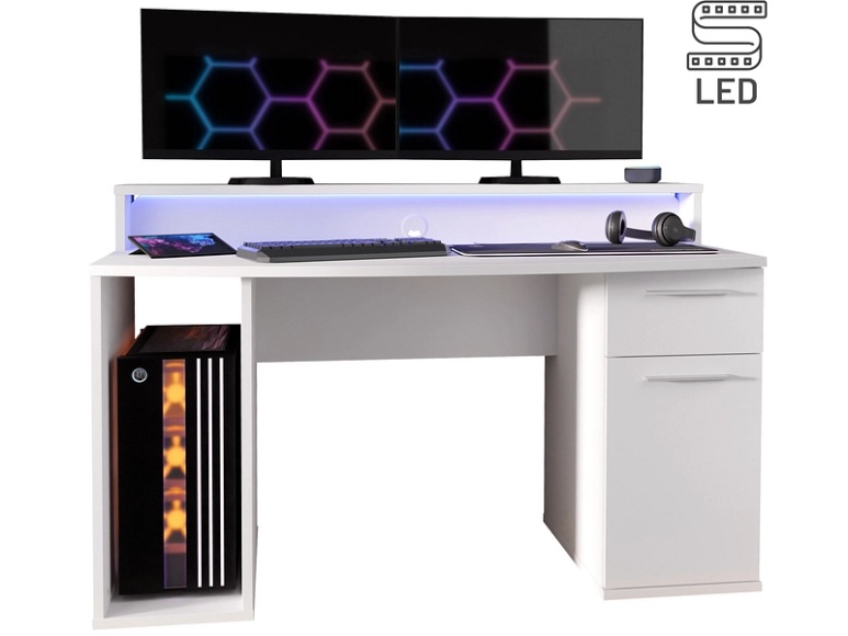 Gaming Schreibtisch RUSH 65x140x91.1cm weiss