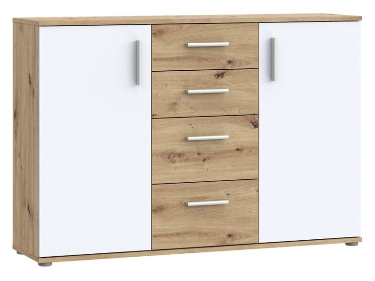 Kommode IKOLI 2 Türen 4 Schubladen 119.6x31.4x81.7cm artisan eiche