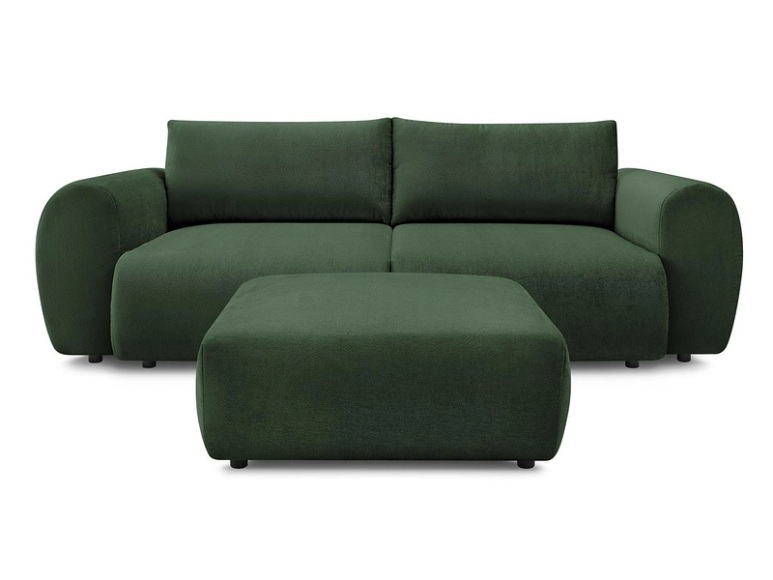 3er Sofa mit Hocker BOBOCHIC LUCIEN Stoff grün