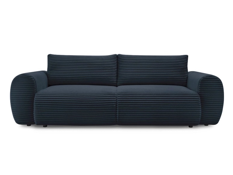 3er Sofa BOBOCHIC LUCIEN Cord-Stoff dunkelblau