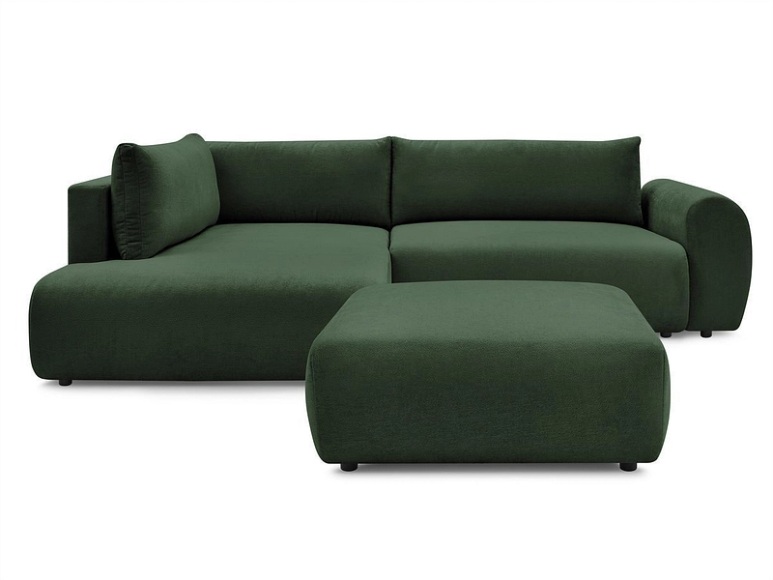Ecksofa mit Hocker BOBOCHIC LUCIEN Stoff grün