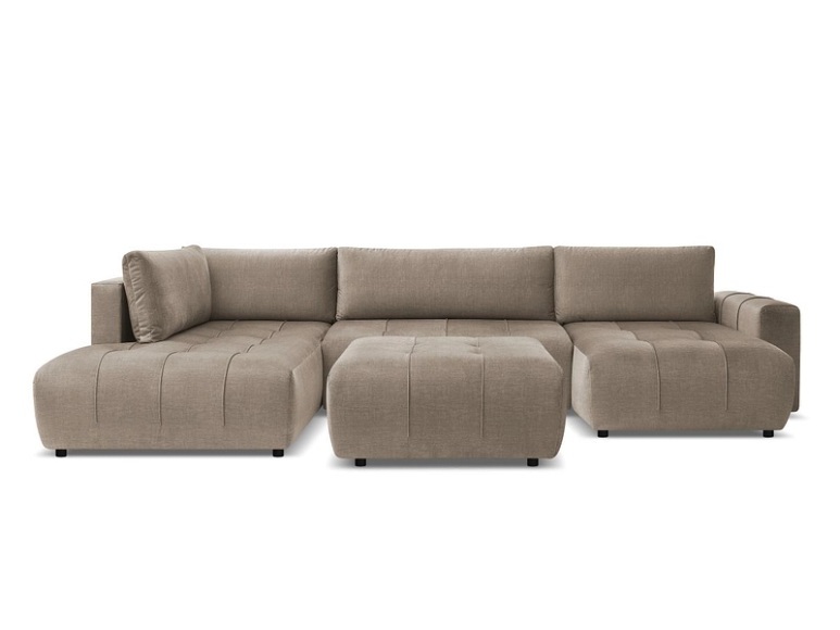 Panorama-Ecksofa mit Hocker BOBOCHIC ARSENE Samt taupe