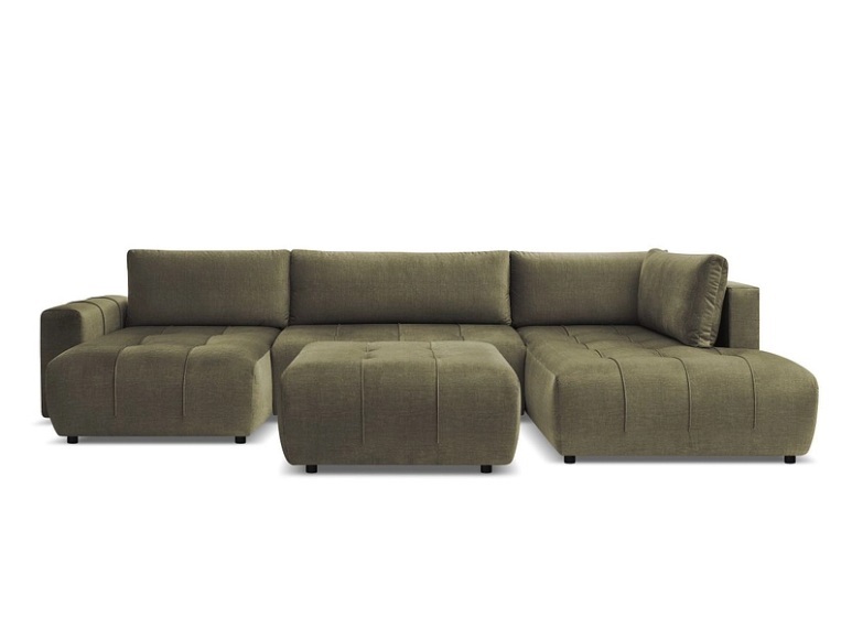 Panorama-Ecksofa mit Hocker BOBOCHIC ARSENE Samt grün