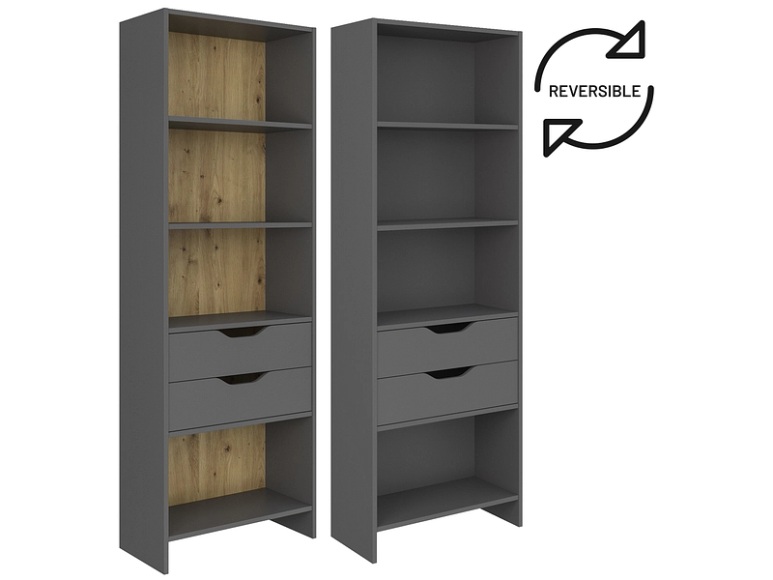 Bibliothek REVERSO 60x32.4x175cm 4 Fächer anthrazit