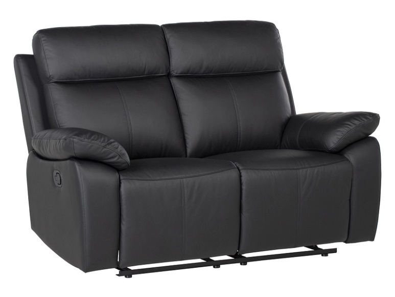 2er Sofa BOSCARI Echtleder schwarz